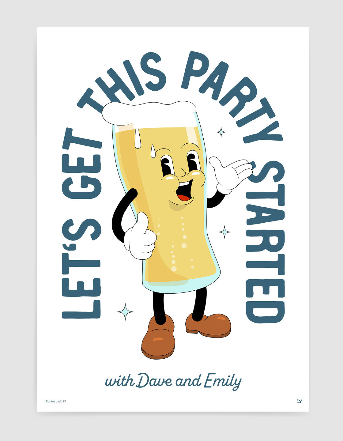 Retro beer poster 'lets get this party started'