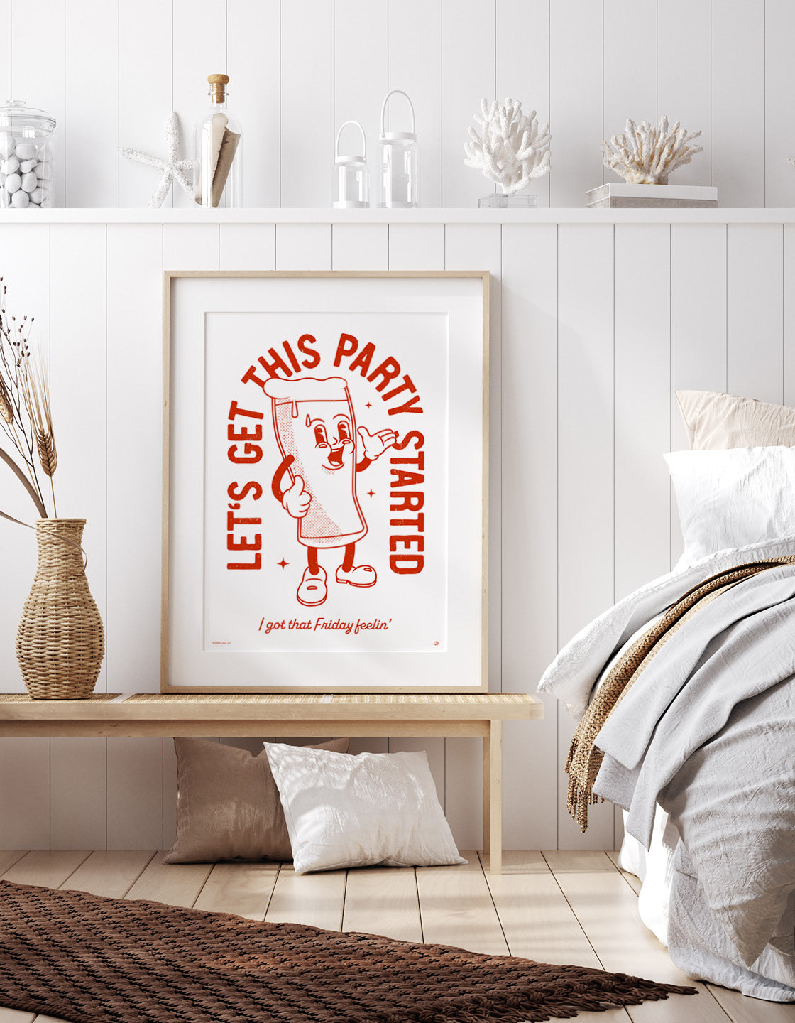 Retro beer poster 'lets get this party started'