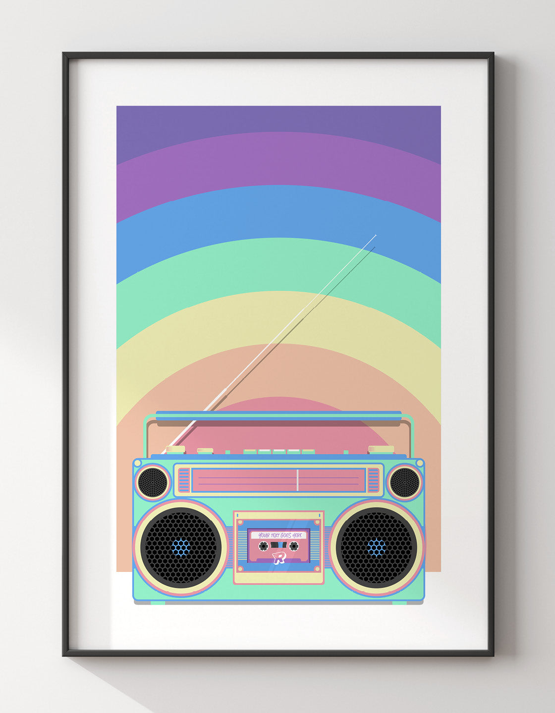 Rainbow retro boombox