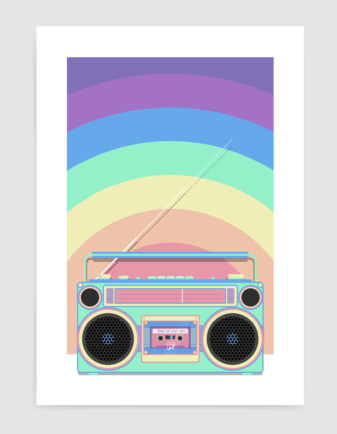 Rainbow retro boombox