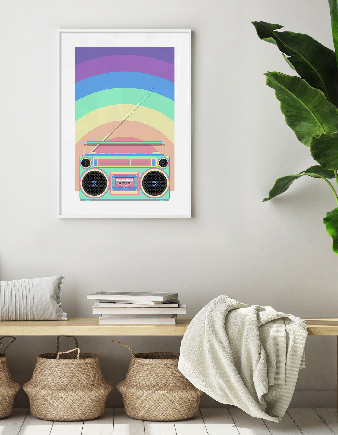 Rainbow retro boombox