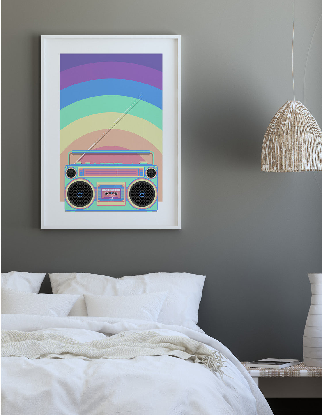 Rainbow retro boombox