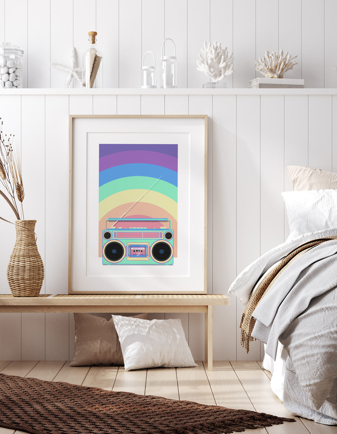 Rainbow retro boombox