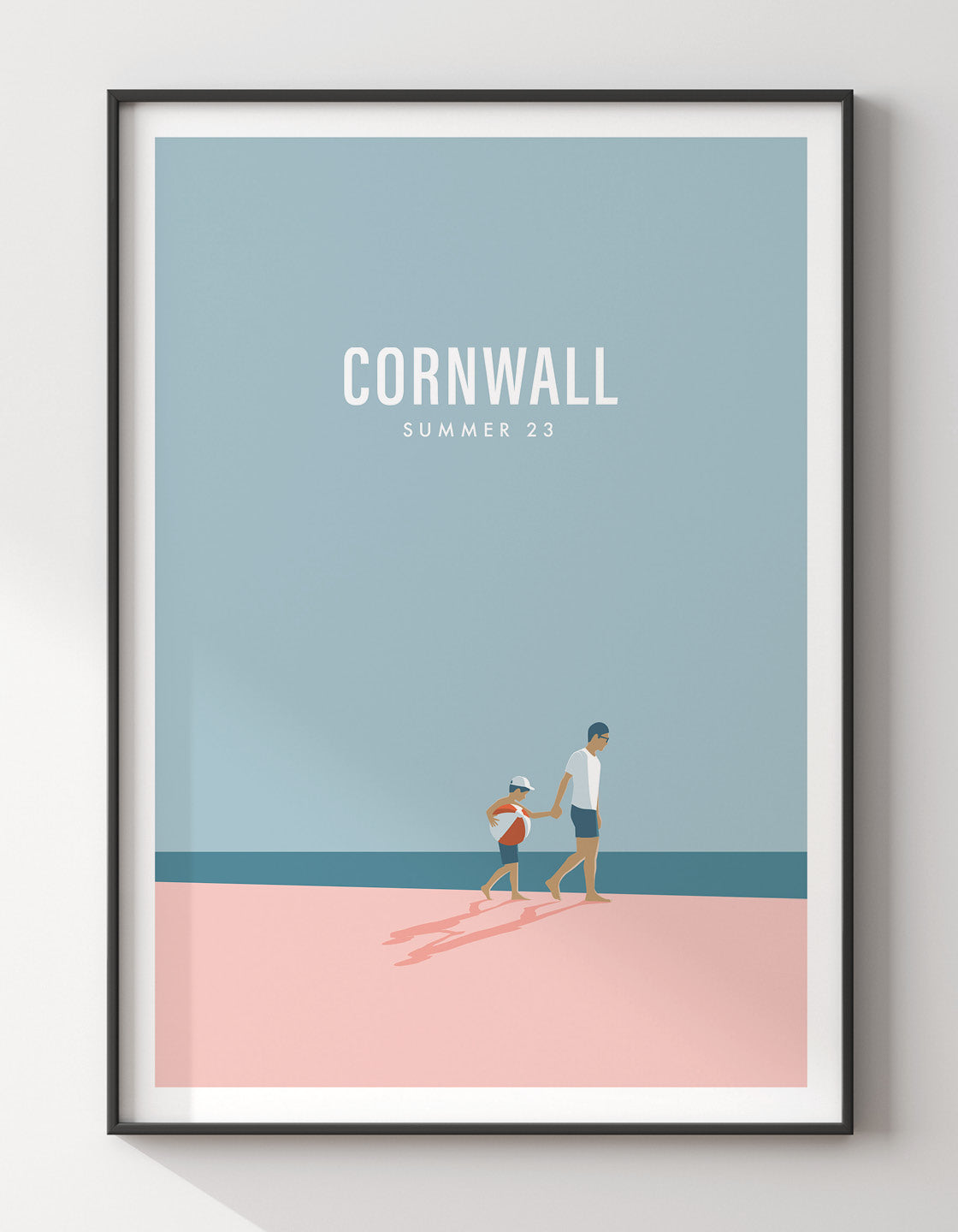 Father and son on beach