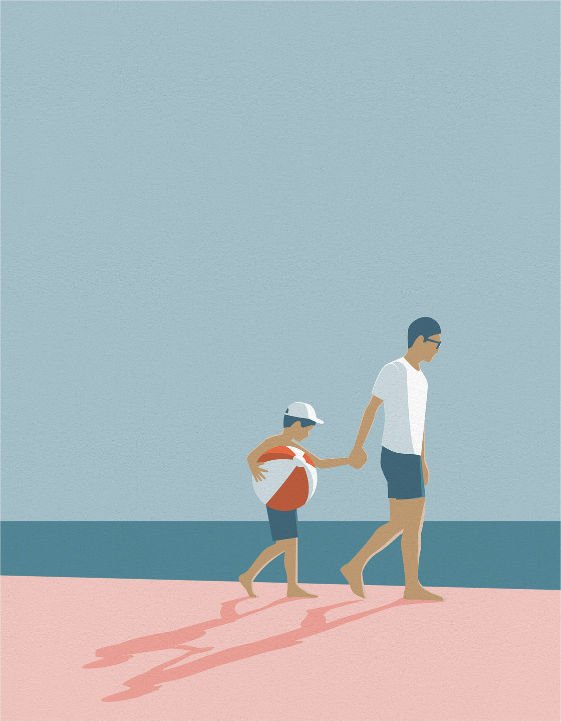 Father and son on beach