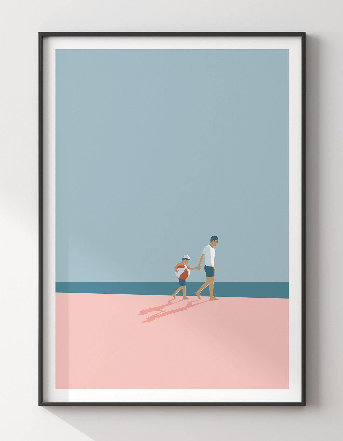 Father and son on beach