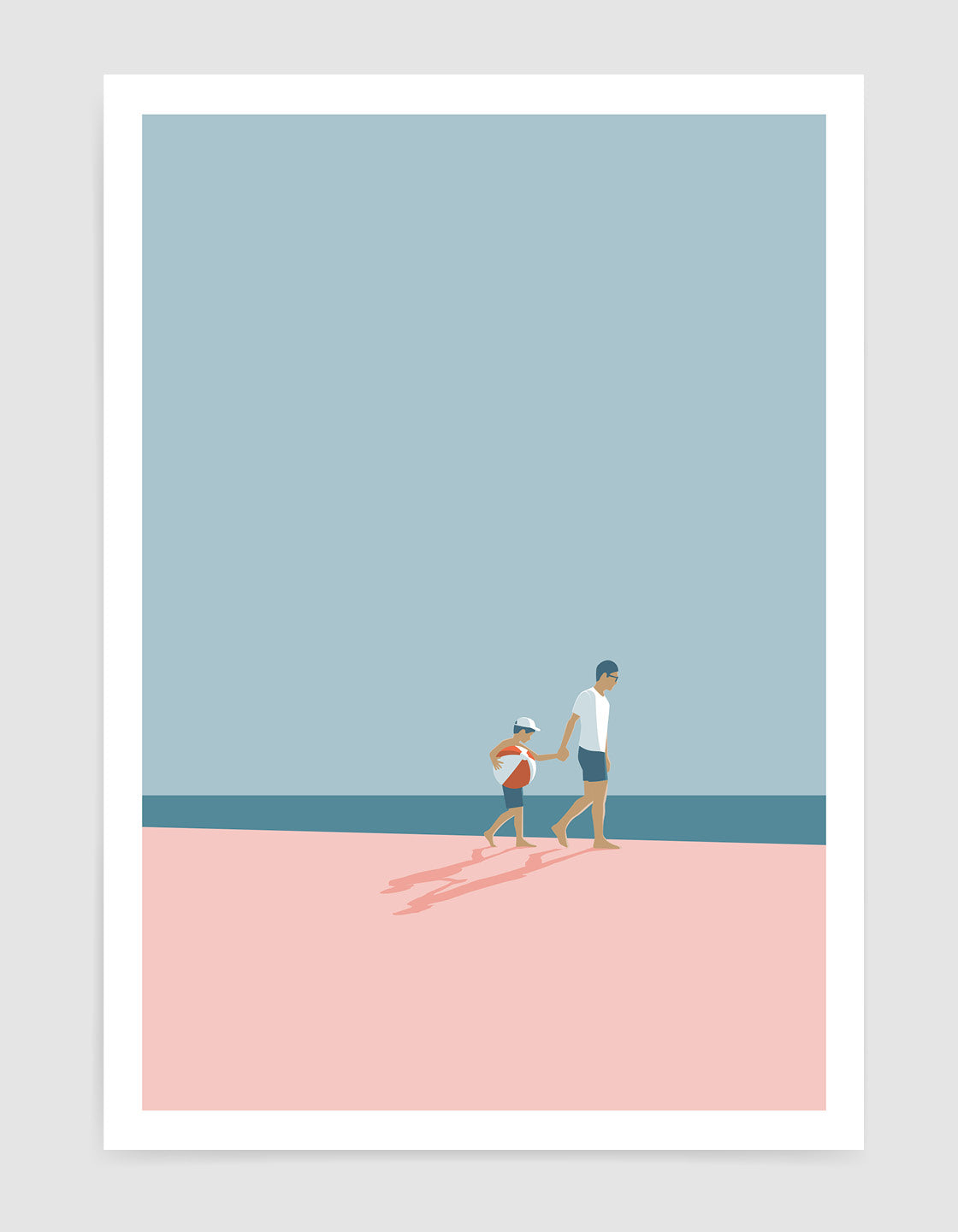 Father and son on beach
