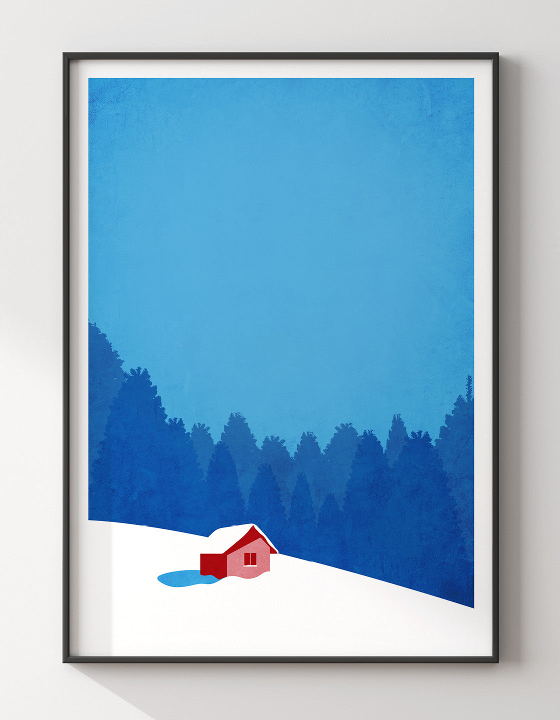 Snowy mountain hut
