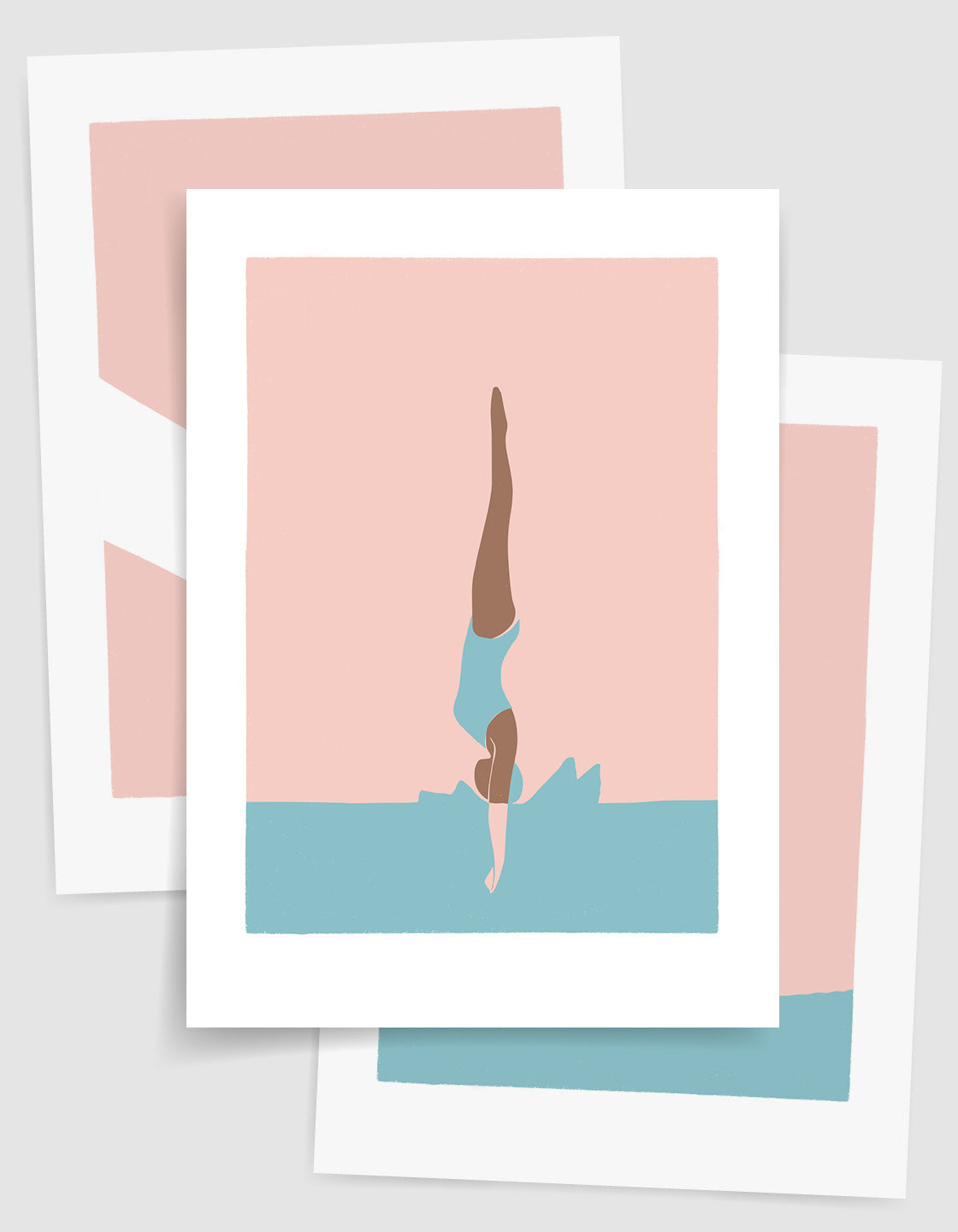 Diving woman print set