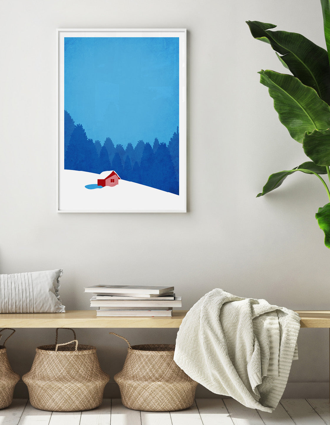 Snowy mountain hut