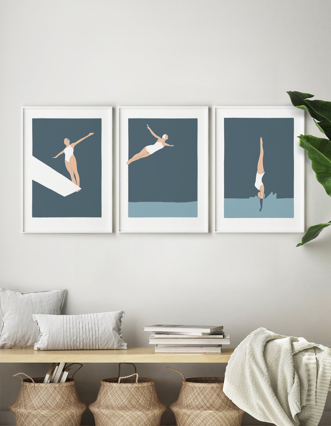 Diving woman print set
