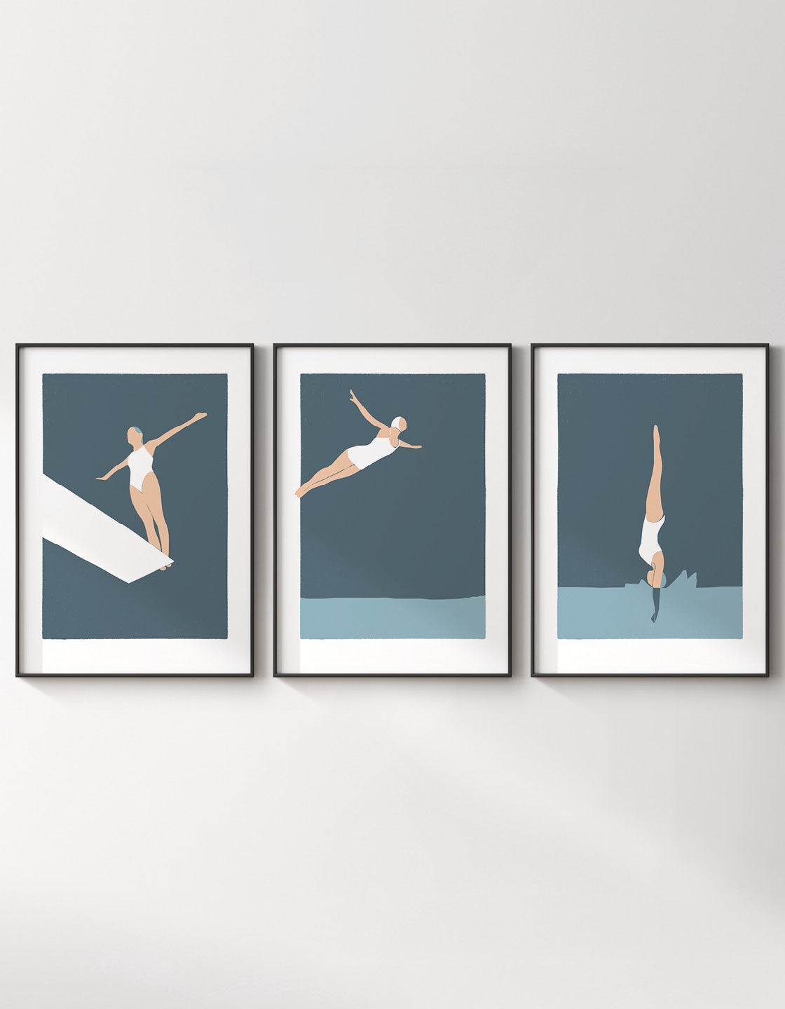 Diving woman print set