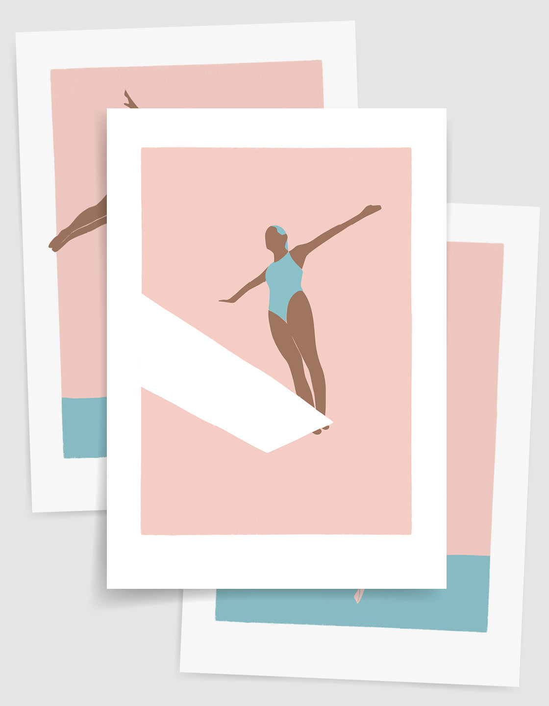 Diving woman print set