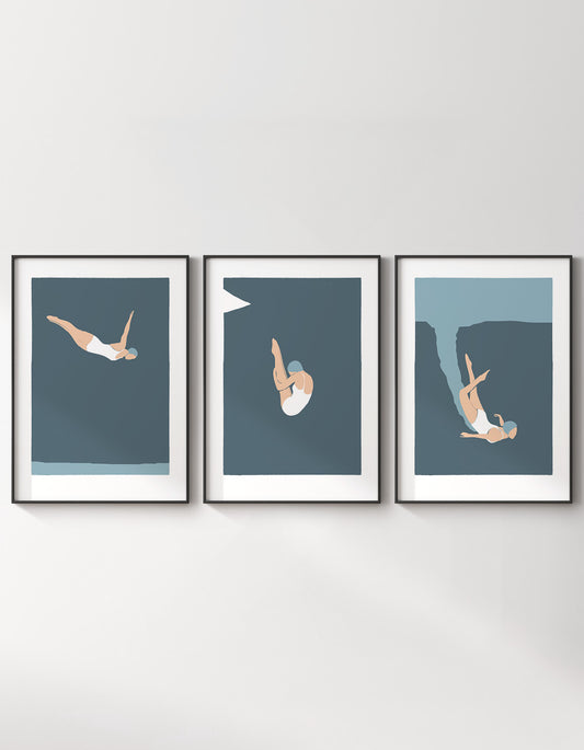 Vintage diving woman set