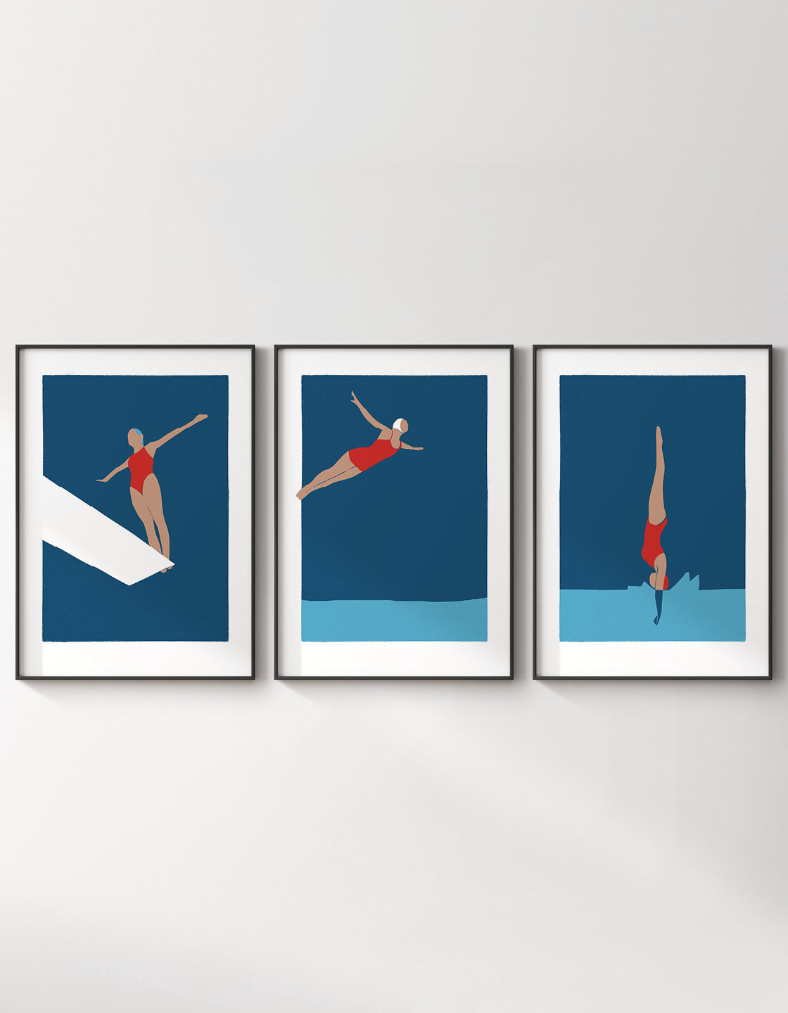 Diving woman print set