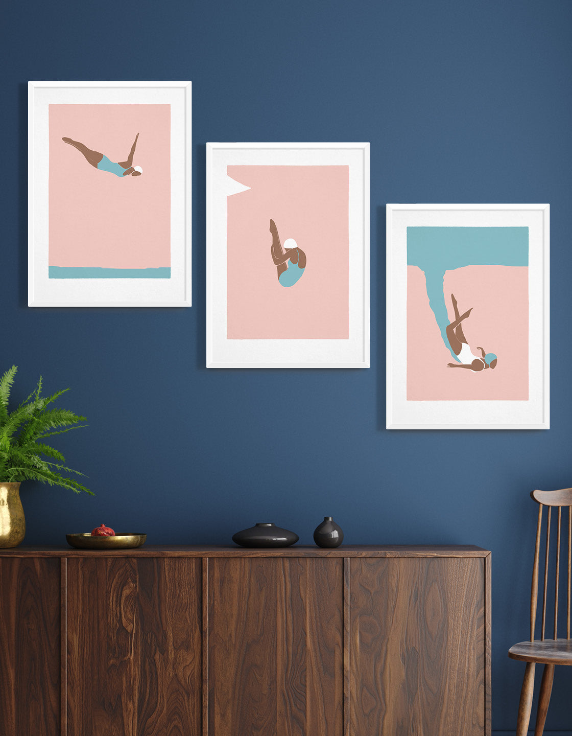 Vintage diving woman set
