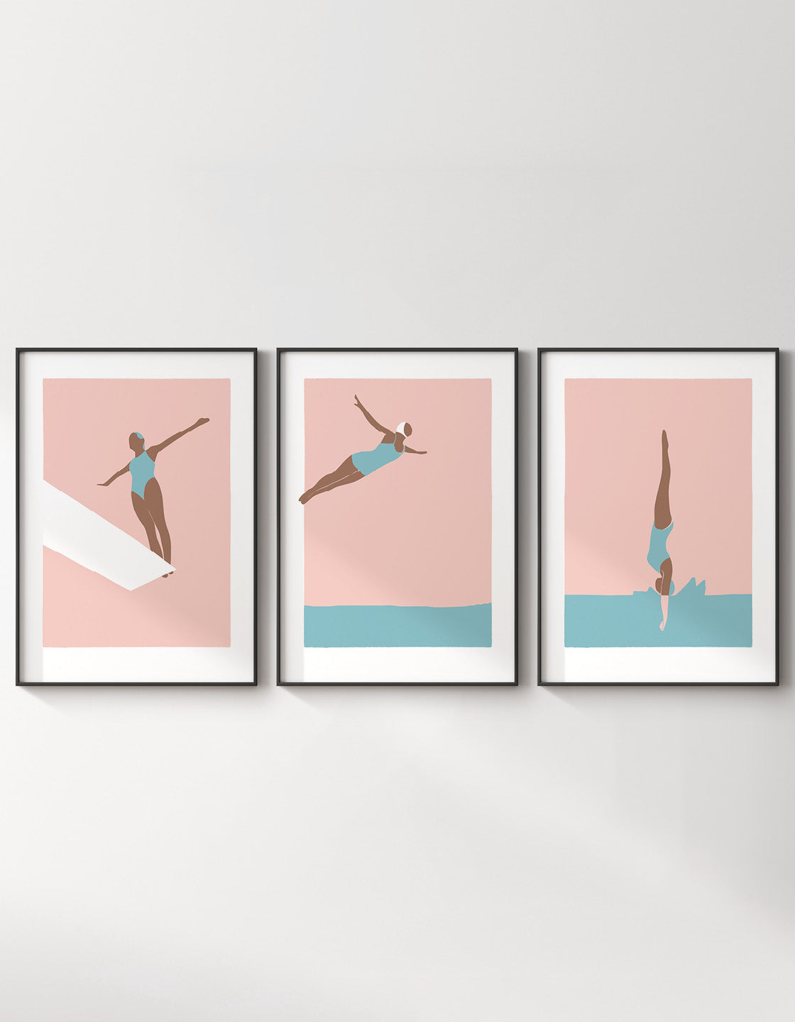 Diving woman print set