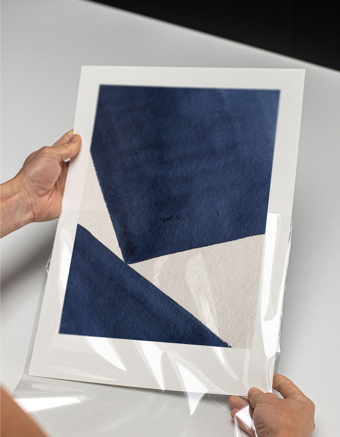 Rocket Jack minimal art print - Japandi design in navy/cream