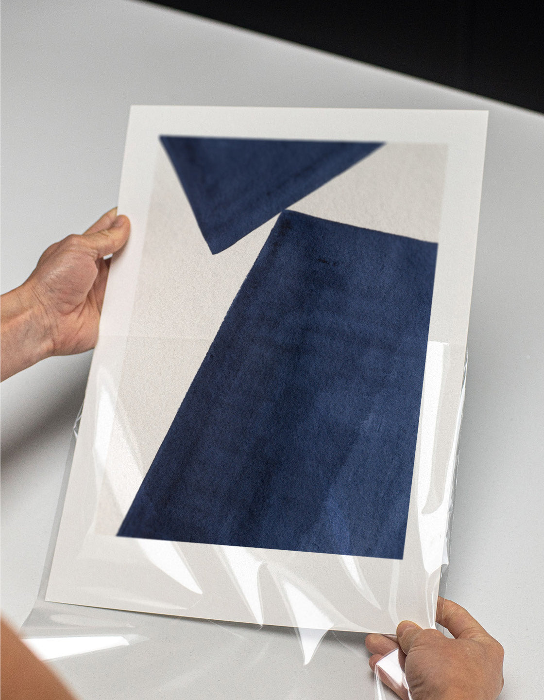 Rocket Jack minimal art print - Japandi design in navy/cream