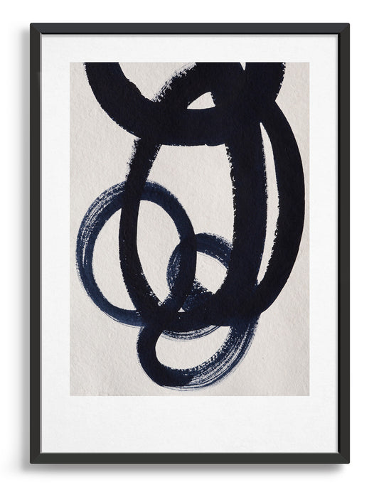 Rocket Jack minimal art print - Japandi design in navy/cream