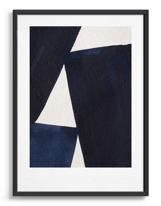 Rocket Jack minimal art print - Japandi design in navy/cream