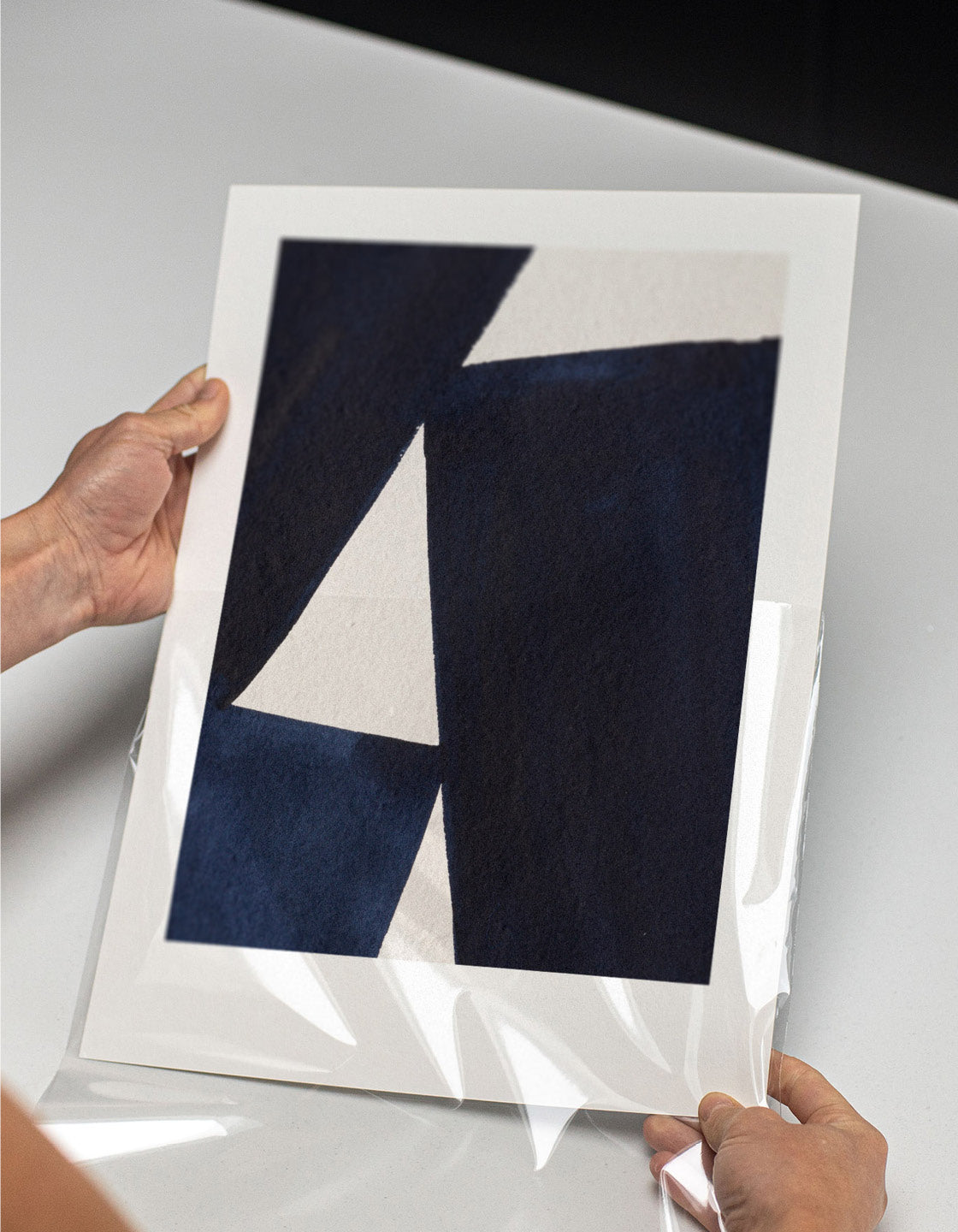 Rocket Jack minimal art print - Japandi design in navy/cream