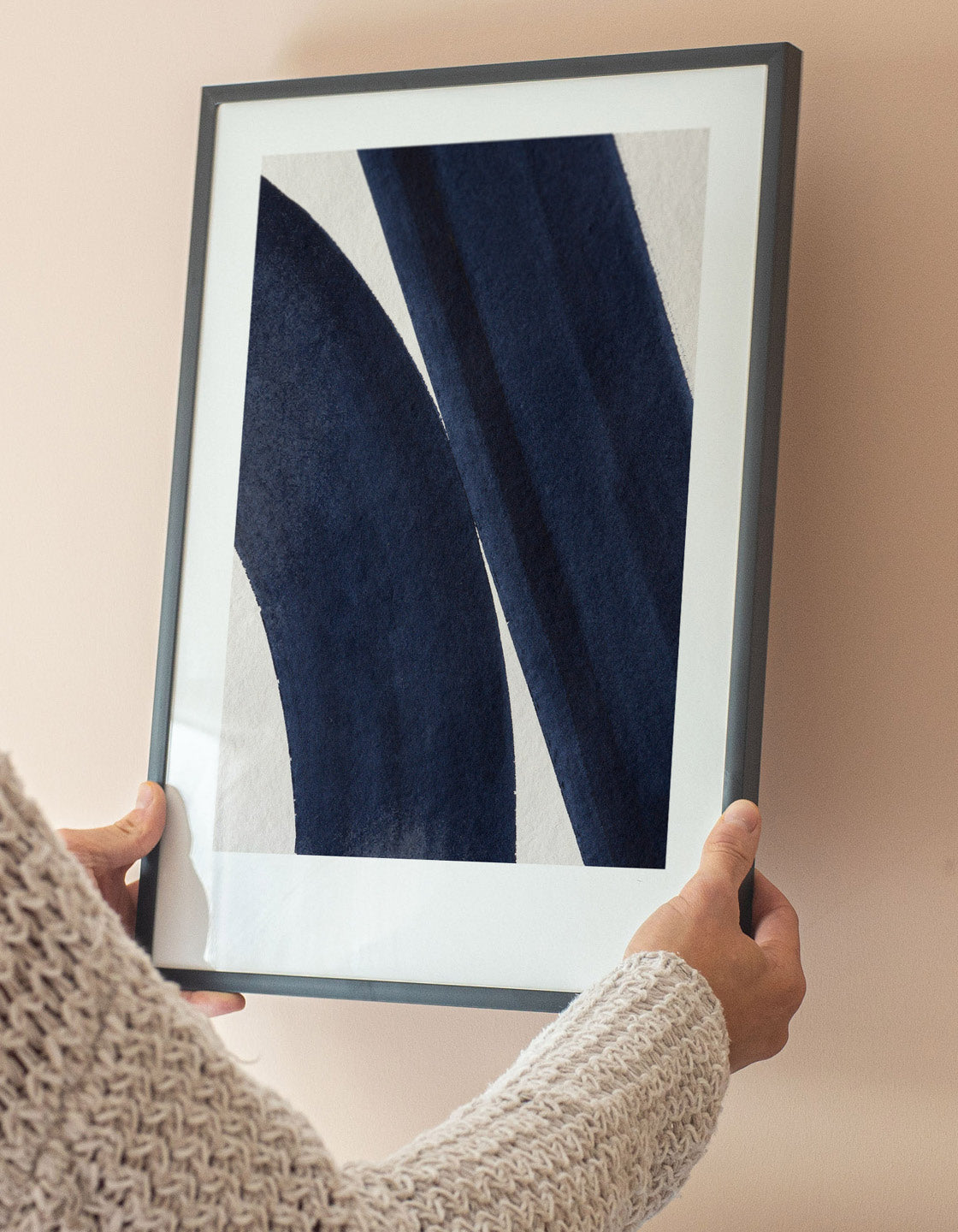 Rocket Jack minimal art print - Japandi design in navy/cream