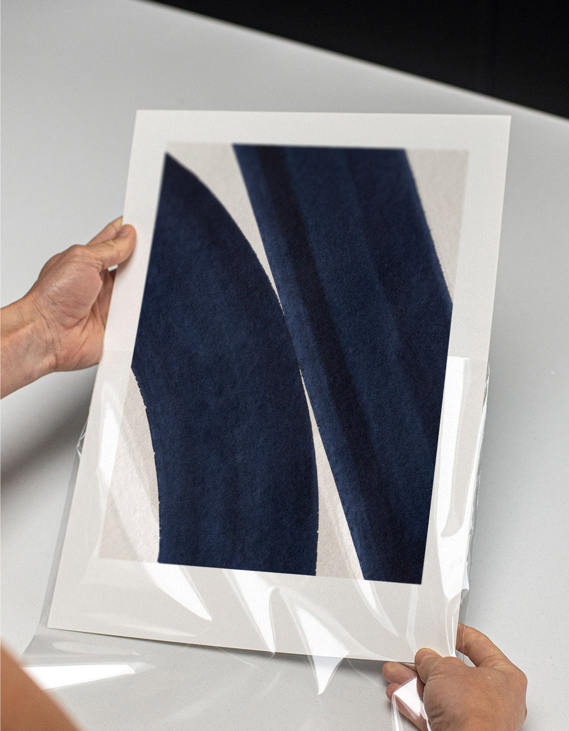 Rocket Jack minimal art print - Japandi design in navy/cream