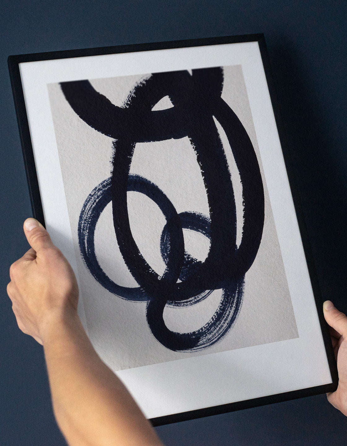 Rocket Jack minimal art print - Japandi design in navy/cream