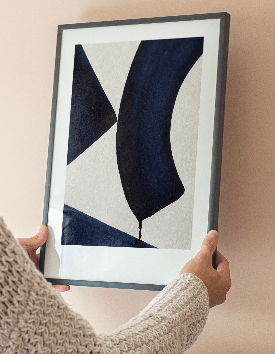 Rocket Jack minimal art print - Japandi design in navy/cream