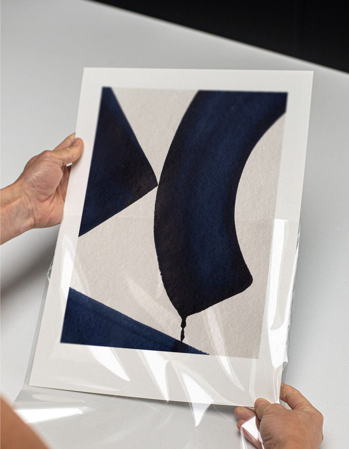 Rocket Jack minimal art print - Japandi design in navy/cream