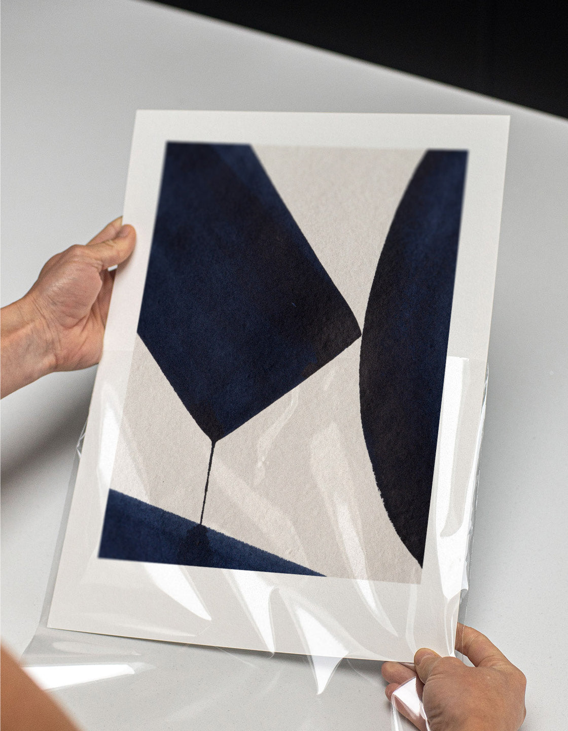 Rocket Jack minimal art print - Japandi design in navy/cream