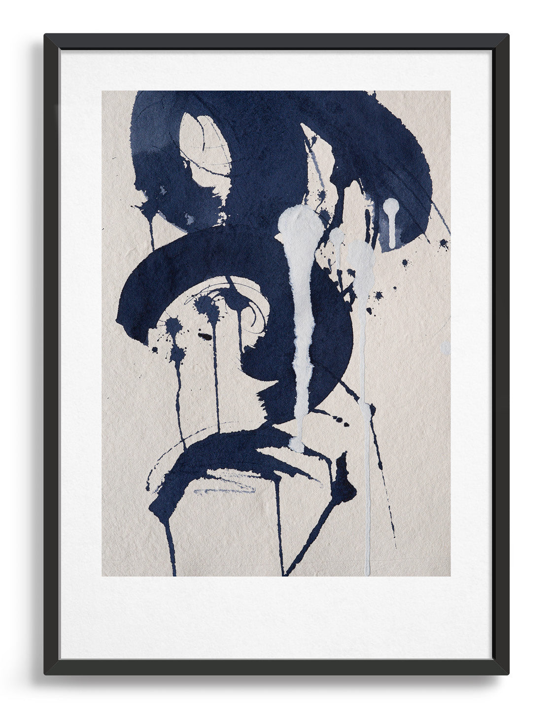 Rocket Jack minimal art print - Japandi design in navy/cream