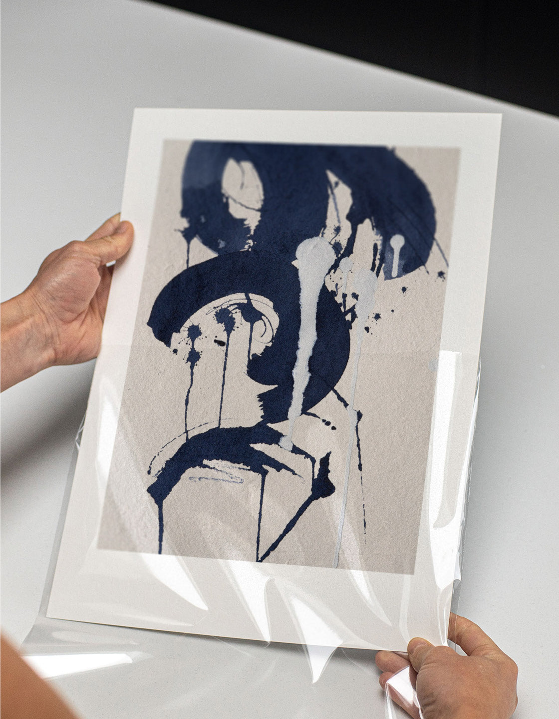Rocket Jack minimal art print - Japandi design in navy/cream