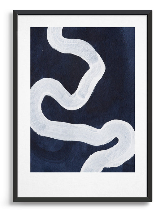 Rocket Jack minimal art print - Japandi design in navy/cream