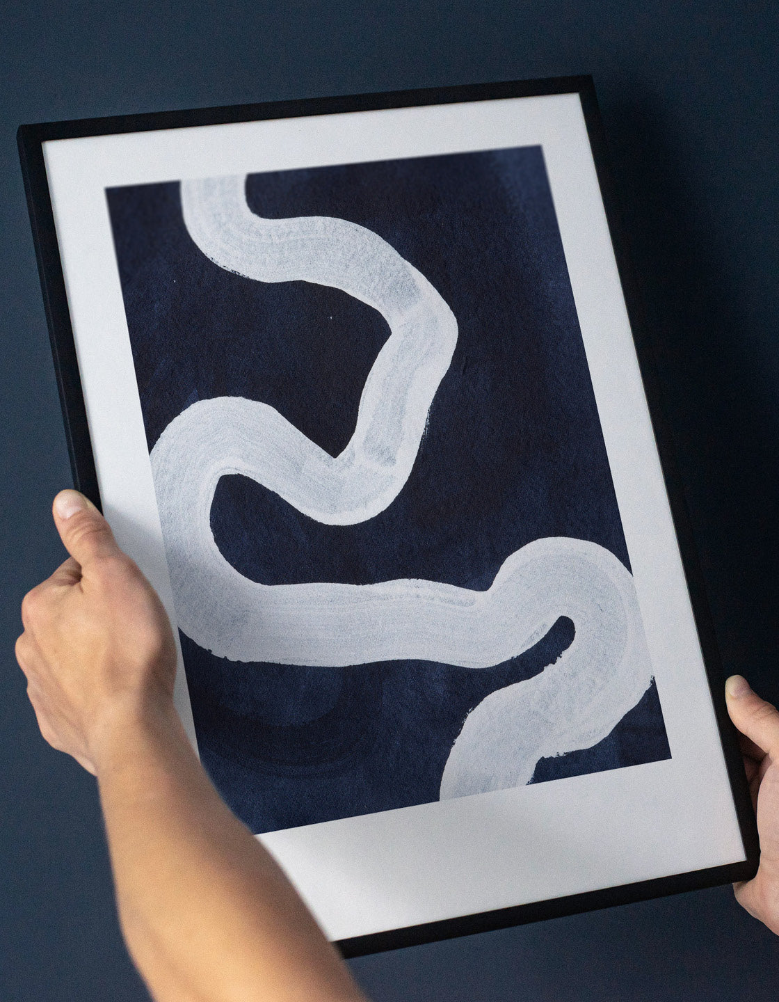 Rocket Jack minimal art print - Japandi design in navy/cream