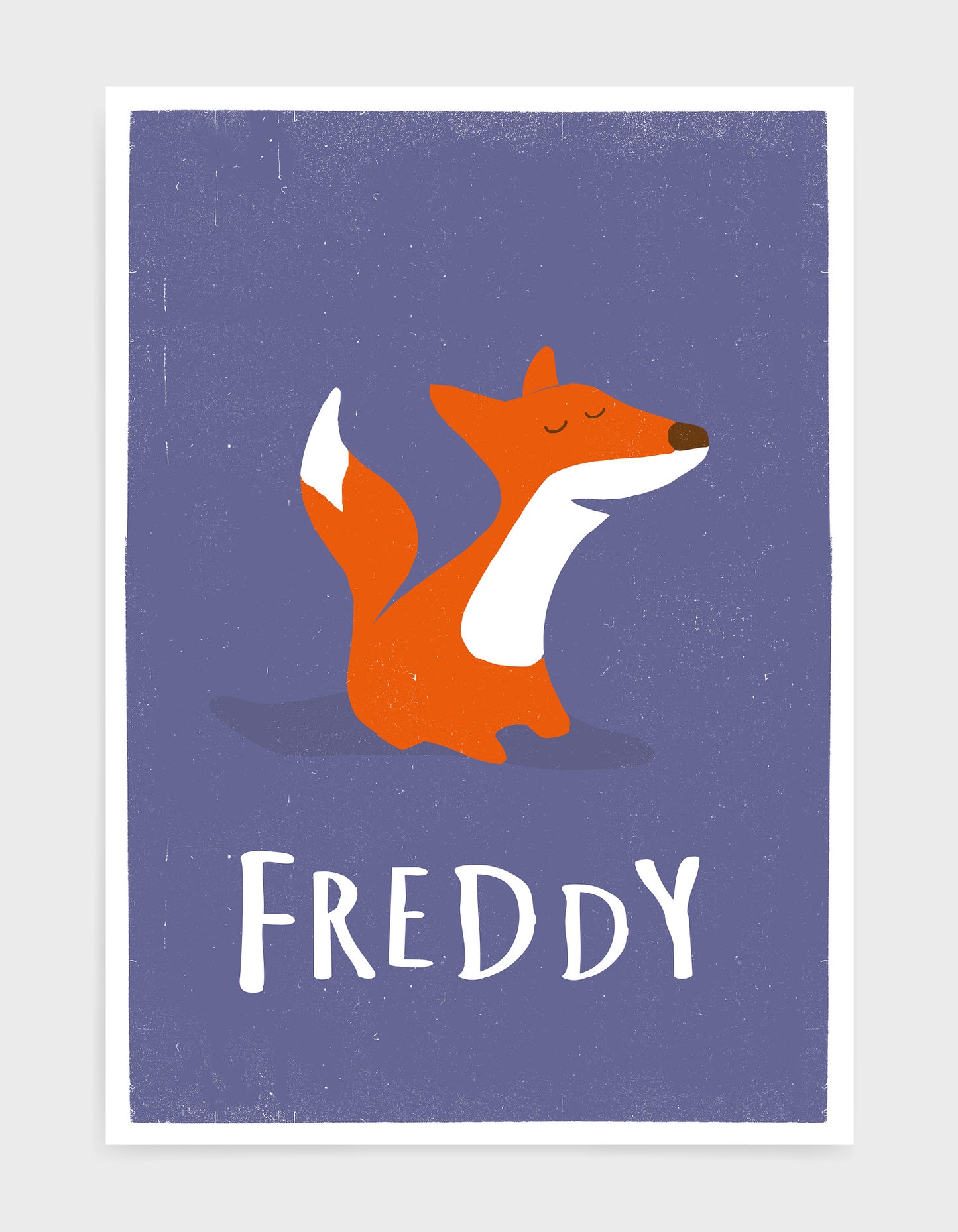 kids cute fox print on purple background with option to personalise underneath