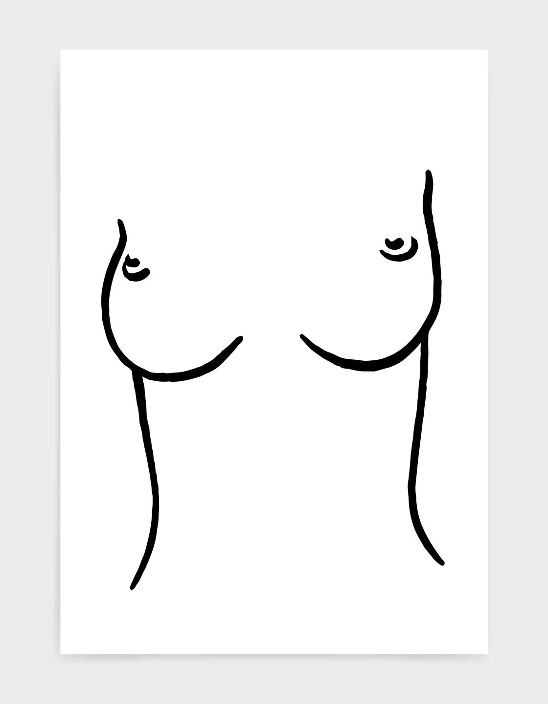 line drawing of a woman's torso and breasts
