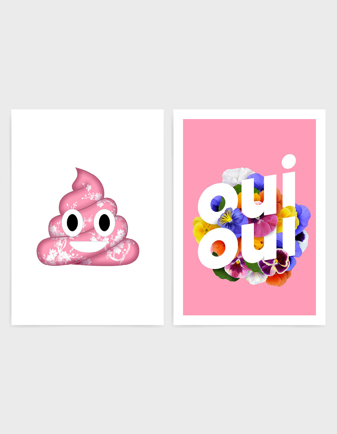Image of pink Poo emoji and Oui Oui art print duo