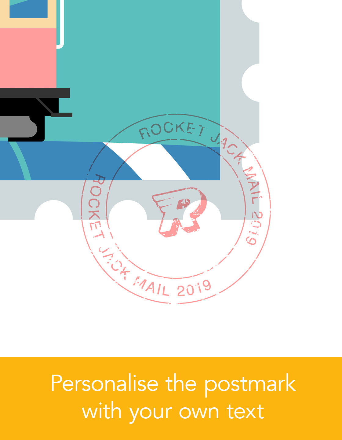 close up of stamp edge with Personalised stamp