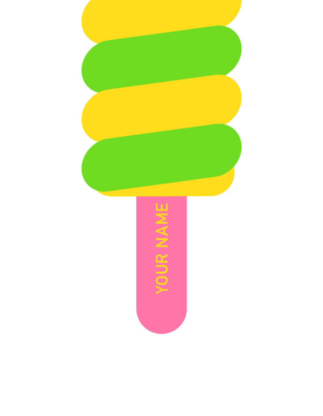 twister style lolly print poster in bright yellow and green with a pink stick