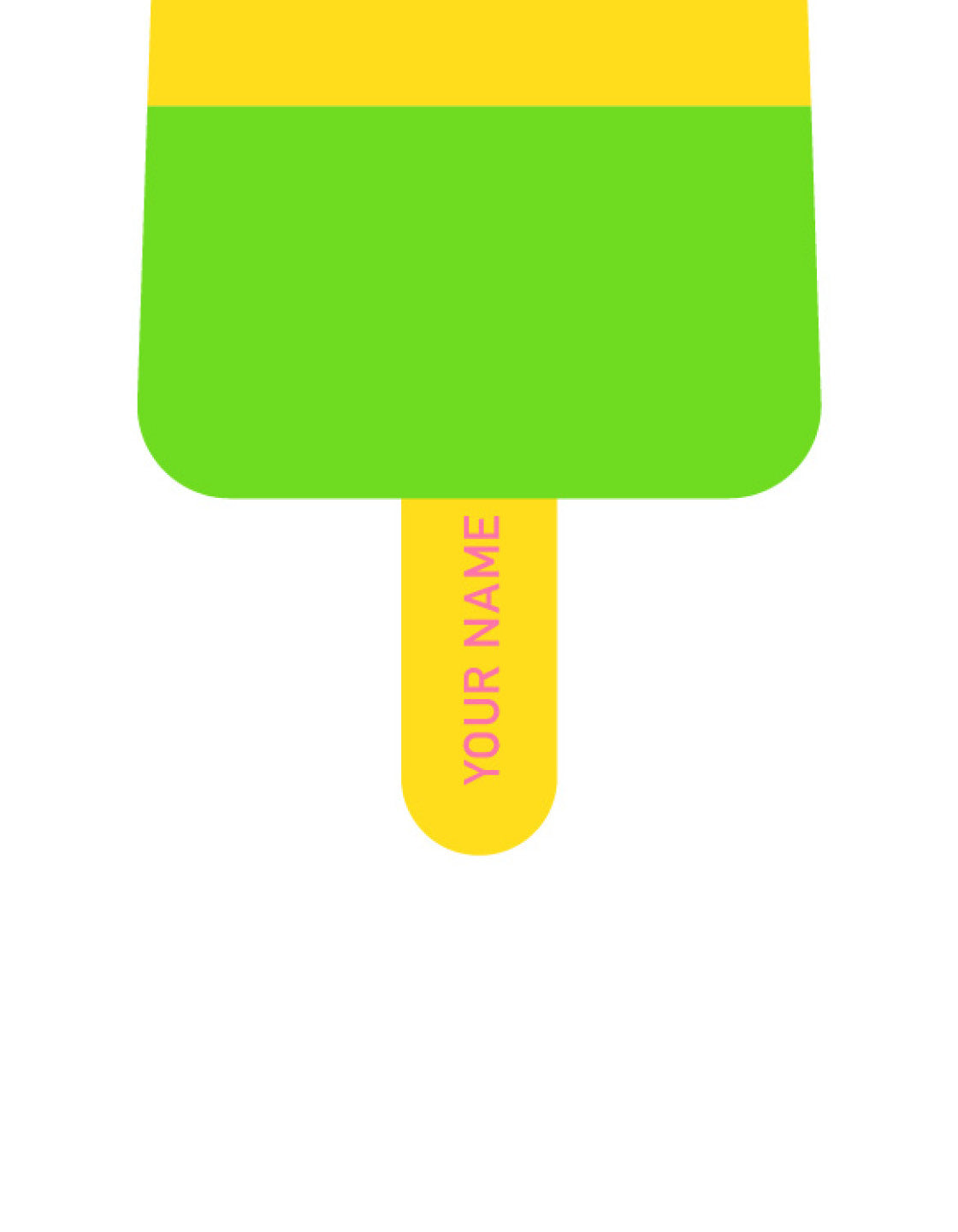 fab ice lolly print in pink, yellow and green with Personalised name on yellow stick