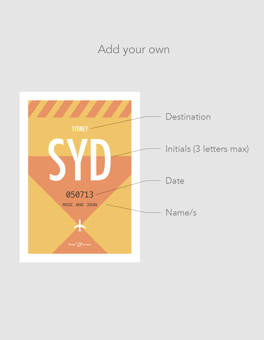 Image showing where the destination print can be customised