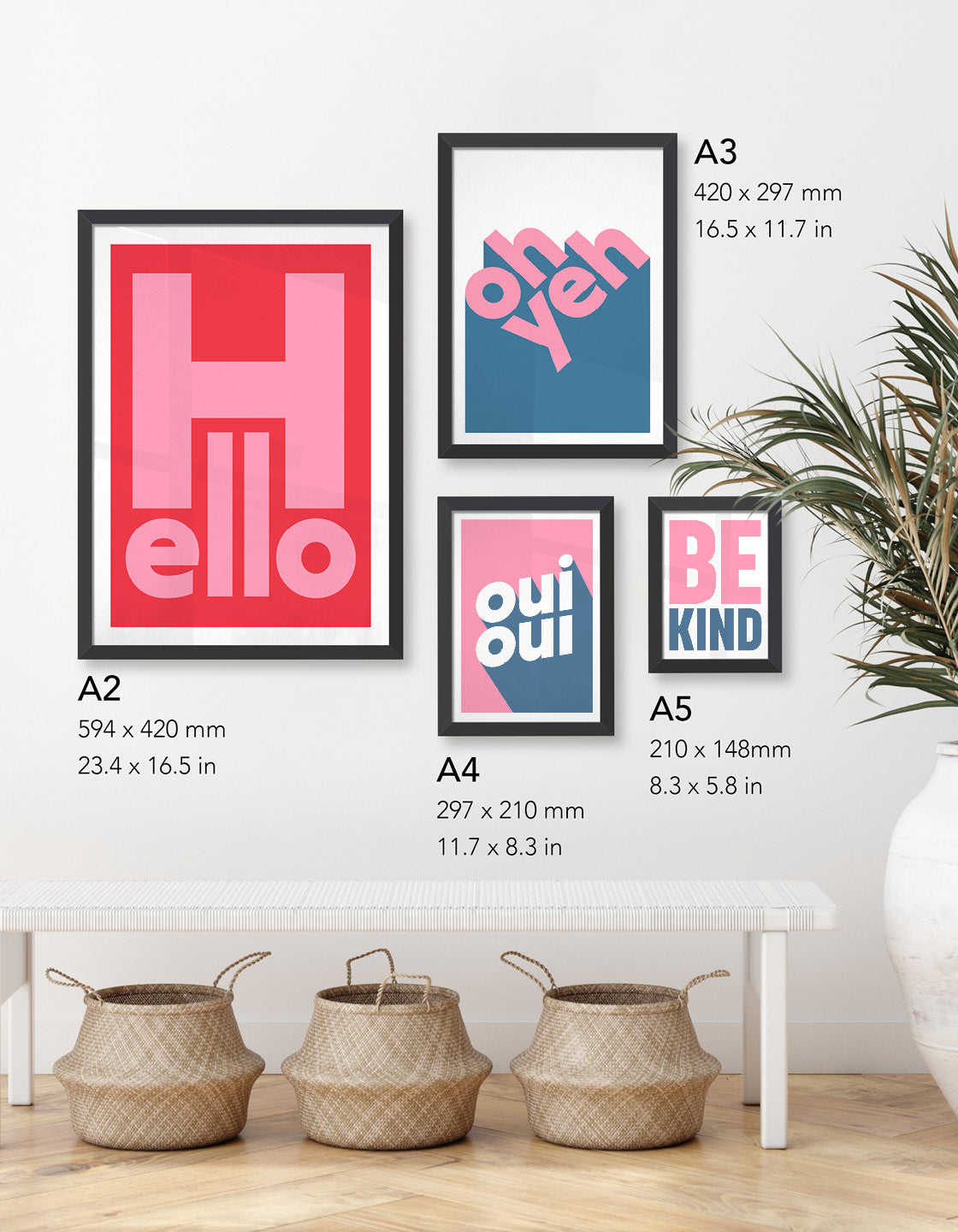 image depicting different prize sizes available on a blank wall