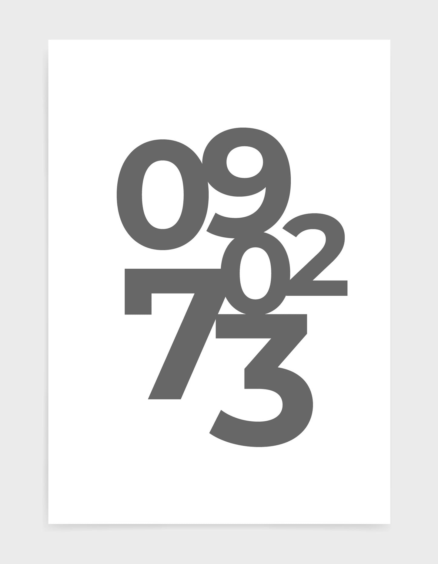 typography art print of Personalised date in grey text against a white background