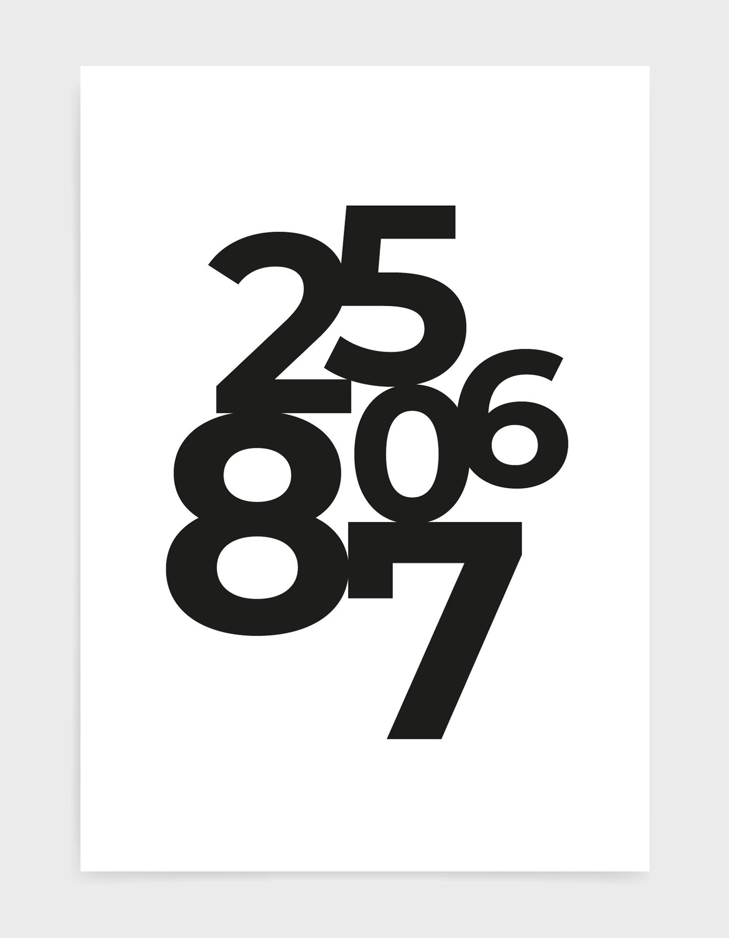 typography art print of Personalised date in black text against a white background