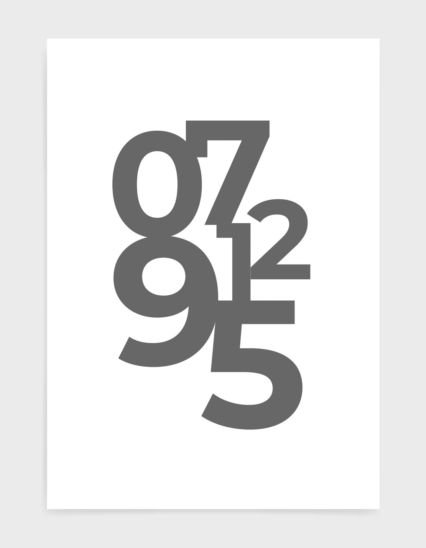 typography art print of Personalised date in grey text against a white background