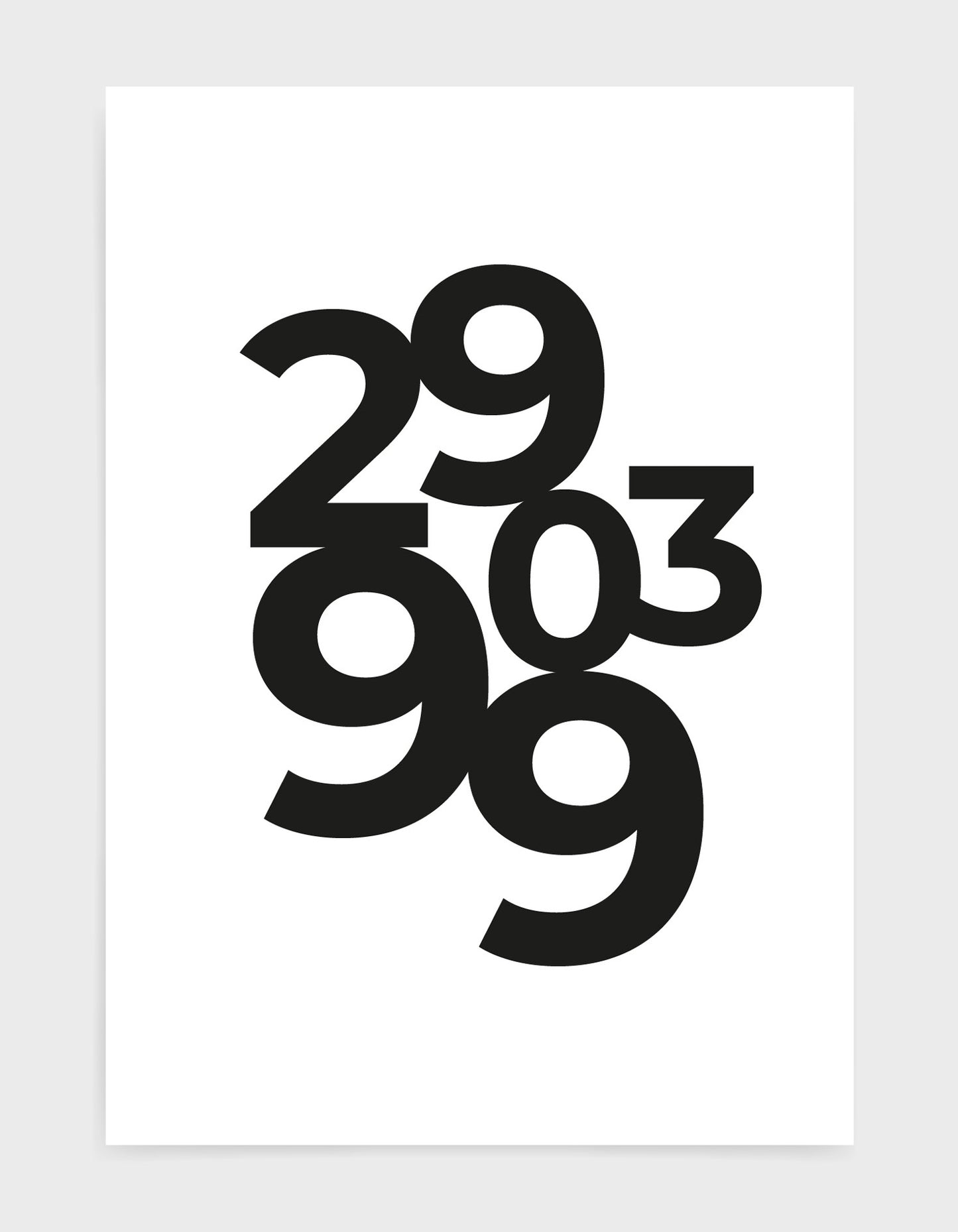 typography art print of Personalised date in black text against a white background