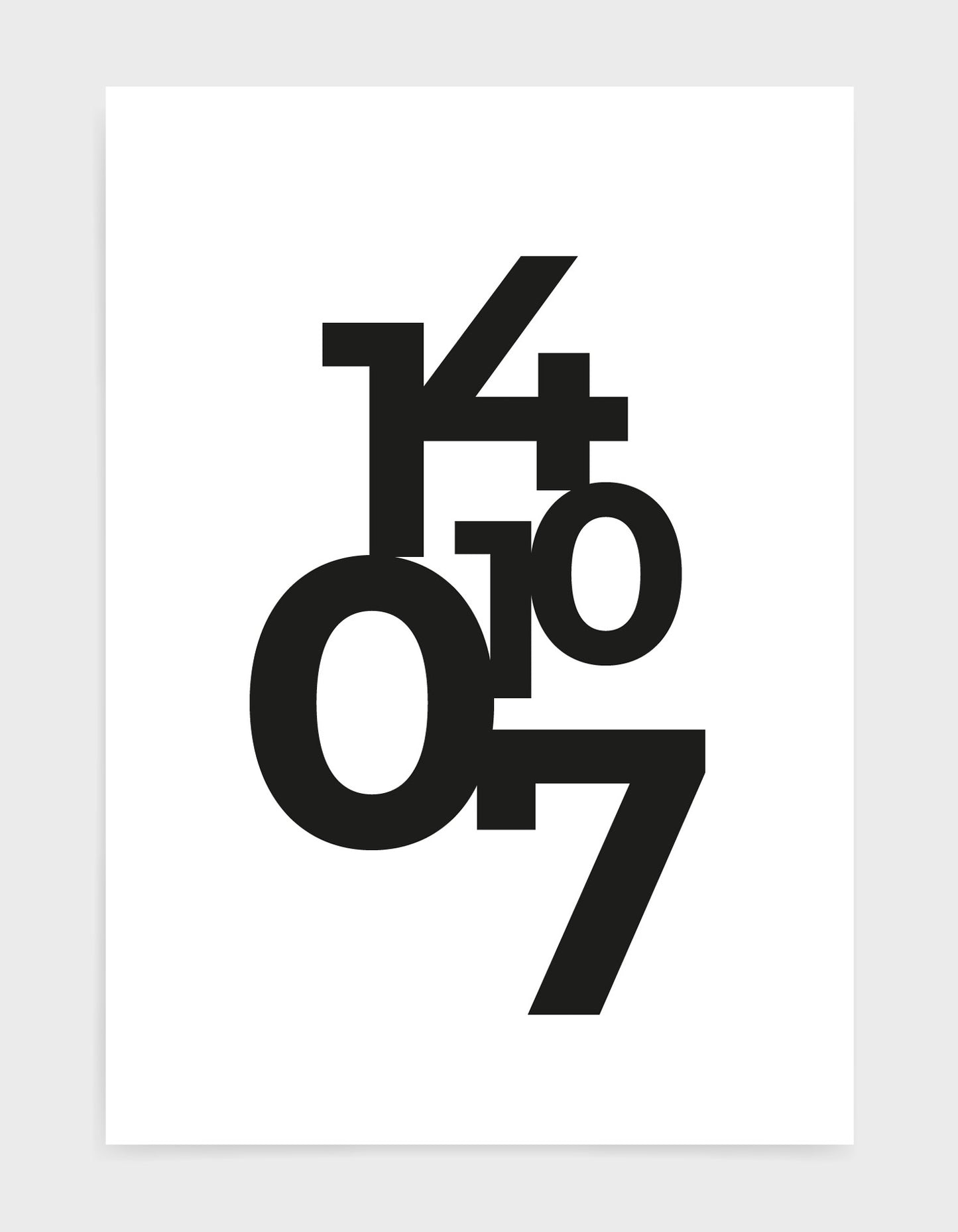 typography art print of Personalised date in black text against a white background