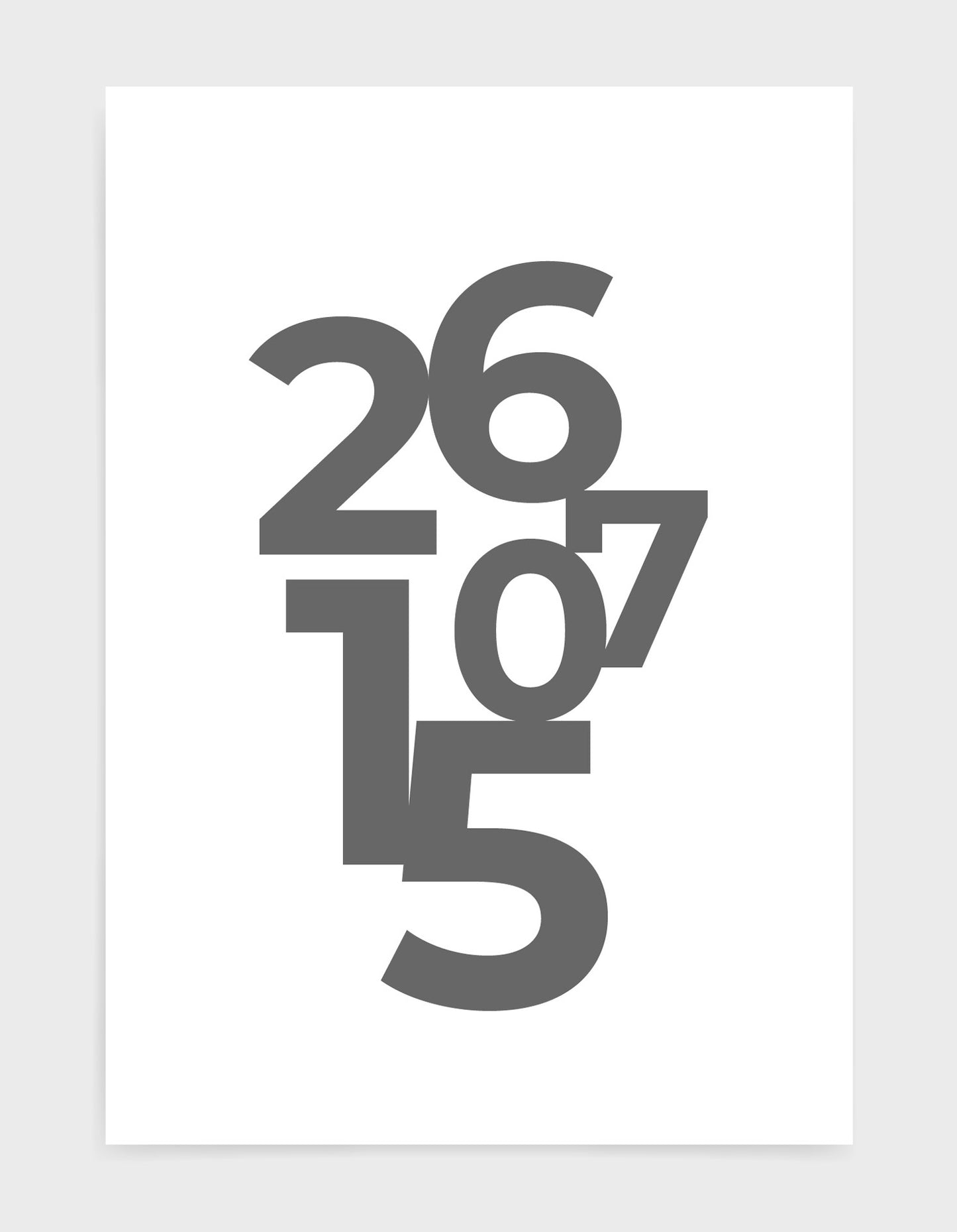 typography art print of Personalised date in grey text against a white background